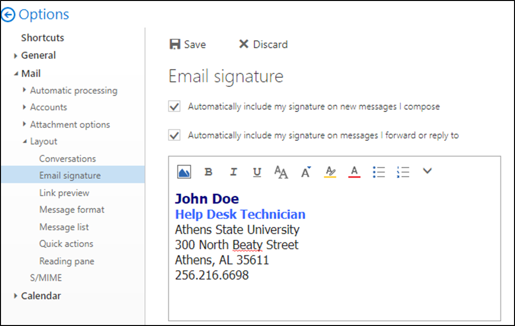 How To Set Up Your Email Signature Athens State University Knowledge Base